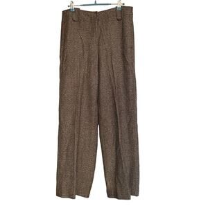 Soft Surroundings Pants Tweed Brown High Rise Wide Leg Flat Front Trousers‎ Sz 8